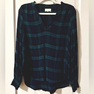 Melloday Blackwatch Navy & Green Plaid Shirt
